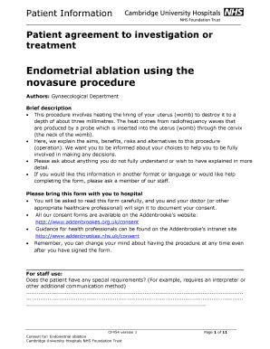 Fillable Online Cuh Org Endometrial Ablation Using The Cuh Org Fax