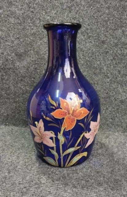 ANCIENNE CARAFE VERRE émaillé Décor Floral Art Nouveau Dlg Legras EUR