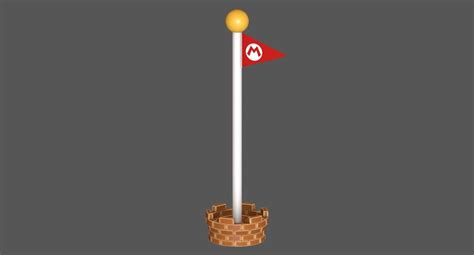 Goal Pole Final Stage Flag Super Mario Assets 3D Model 34 C4d Obj