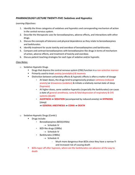 Pharm Lecture 25 Sedatives And Hypnotics PHARMACOLOGY LECTURE