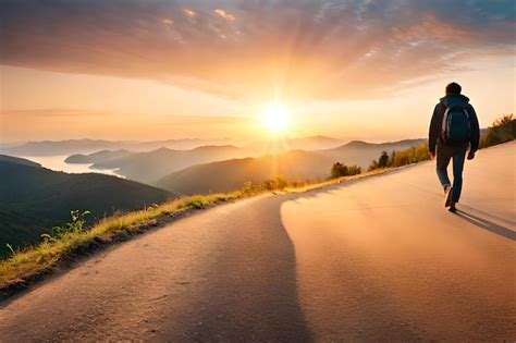 Uma estrada um pôr do sol ao fundo Foto Premium