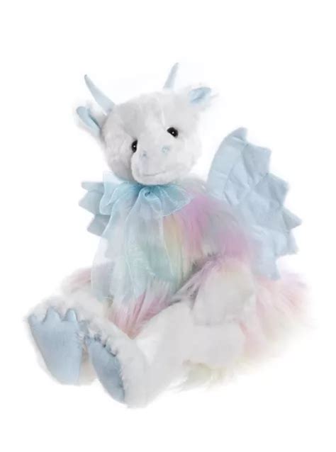 Charlie Bears 2024 Kenna Dragon Teddy Bear Grey Plush Toy Bow Fantasy