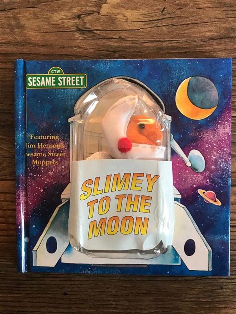 Sesame Street SLIMEY TO THE MOON Book & Plush Worm Toy ADORABLE ...