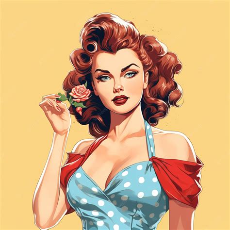 Style Retro Pin Up Girl Illustration Premium Ai Generated Image