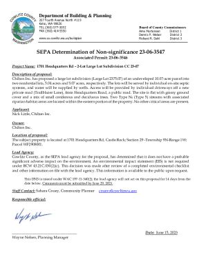 Fillable Online Sepa Determination Of Non Significance Fax