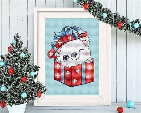 Christmas Ornaments Cross Stitch Pattern Polar Bear Card Baby Etsy