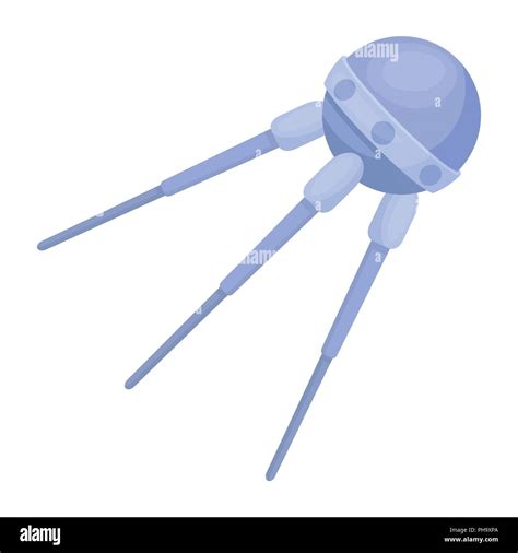 Sputnik One icon in cartoon style isolated on white background. Space ...