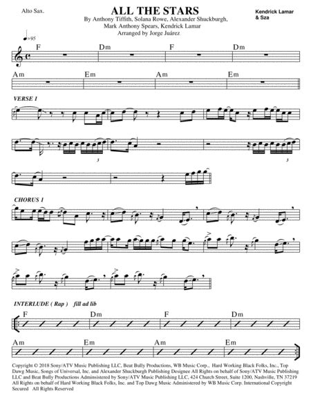 All The Stars Arr Jorge Juárez By Kendrick Lamar And Sza Sheet Music