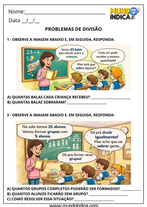 Problemas De Divisao Para 3 Ano - Atividades de Matemática 3º Ano Divisão com Problemas do Cotidiano para ...