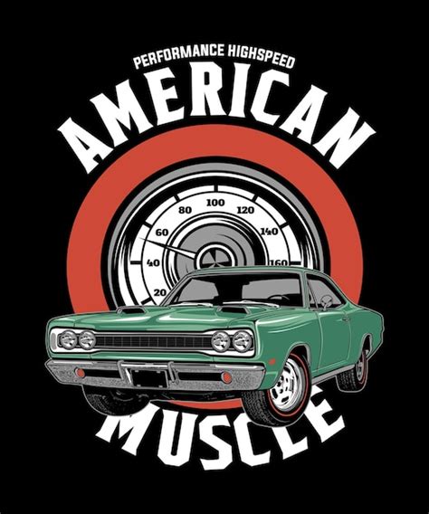 Ilustraci N Vectorial De Muscle Vintage Estadounidense Vector Premium