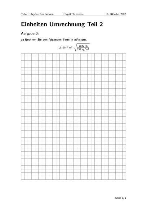 Einheiten Umrechnung Teil Physik I Tutor Stephan Sundermeier