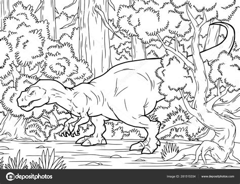 Image Vectorielle Caricature Tyrannosaure Livre De Coloriage Par Black