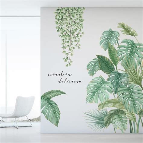 Stickers Muraux Plante Tropical Autocollants Muraux Feuille De Palmier