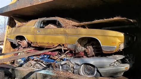 Car Crusher Crushing Cars 73 1972 Ford Ltd Brougham YouTube