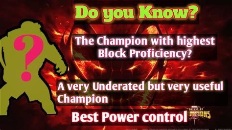 Guess The Champion With Highest Block Proficiency And Also A Best Power Control Mcoc Youtube