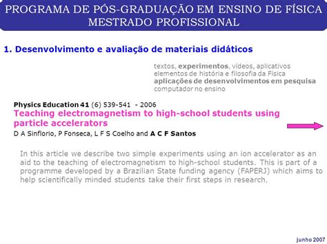 PROGRAMA DE PÓS GRADUAÇÃO EM ENSINO DE FÍSICA MESTRADO PROFISSIONAL