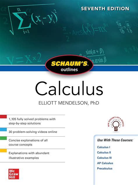 Schaum S Outline Of Calculus Seventh Edition Mendelson Elliott