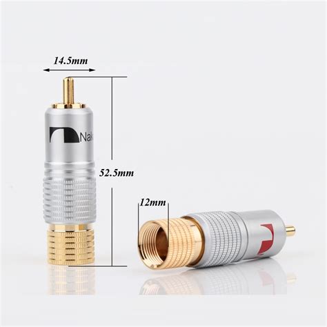 Nakamichi Rca Plugs Locking Connector 10mm N15 หัว Rca นากามิชิ แบบขันล็อคได้ 24k Gold Plated