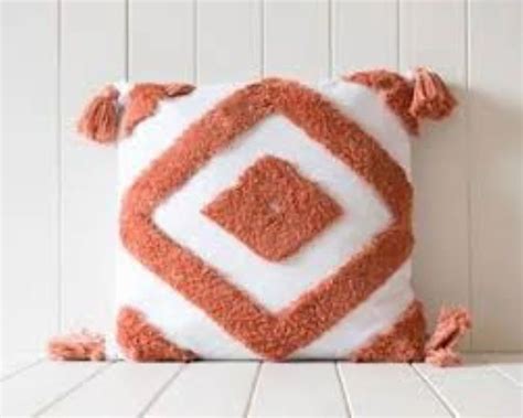 Cotton Handloom Cushion Cover Hand Woven Tufted Boho Decor Throw