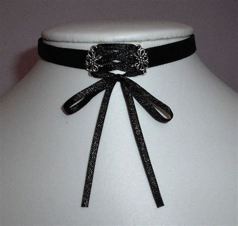 Corset Choker Gothic Necklace Black Velvet Ribbon Bow Collar Vampire