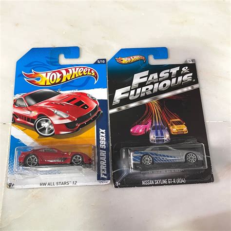 Hot Wheels 35 Each Fandf Nissan Skyline Gtr R34 First Edition Ferrari 599xx Hobbies And Toys