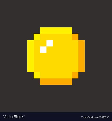 Pixel Art Golden Coin Retro Video Game Royalty Free Vector