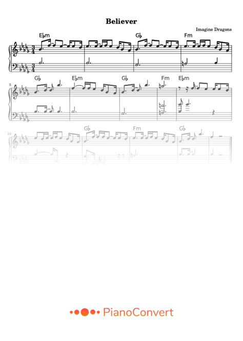 Believer Partition De Piano Facile En Pdf La Touche Musicale