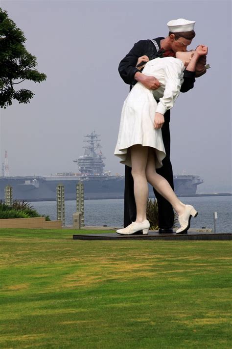 Uss Midway Aircraft Carrier Museum Park Kissing Couple San Diego Ca San Deigo San Diego