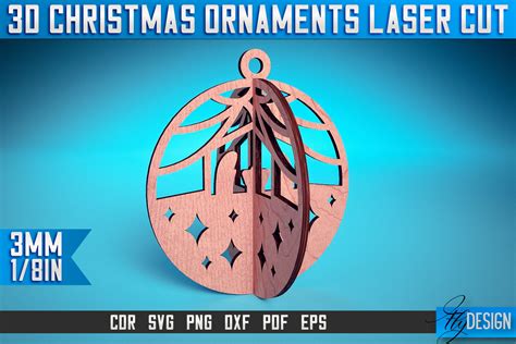 3d Christmas Ornaments Laser Cut Svg Graphic By Flydesignsvg · Creative Fabrica