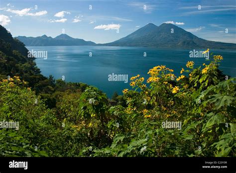 Lake Atitlan in volcano, Guatemala Stock Photo - Alamy