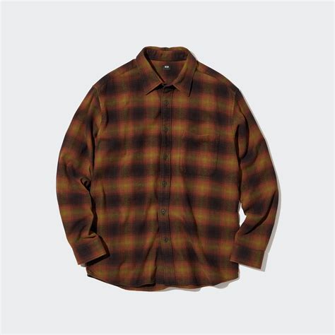 Flannel Regular Fit Checked Shirt Regular Collar Uniqlo Uk