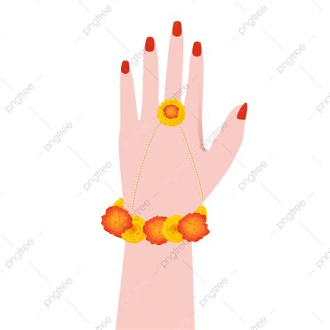 Marigold Garland Clipart Transparent Background Ladies Hand Isolated