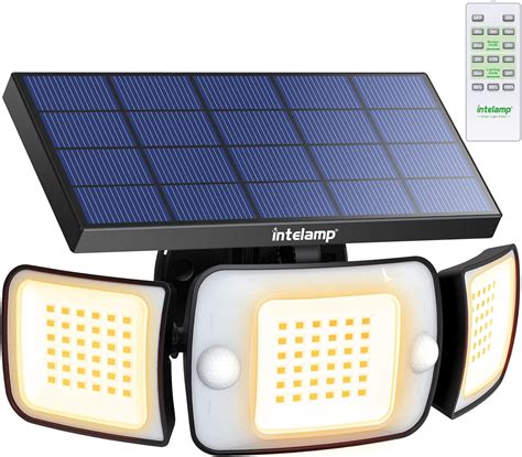 Intelamp Solar Flood Lights Outdoor Motion Sensor With Remote Control