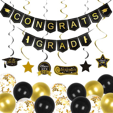 Buy Black And Gold Graduation Party Decorations Gagaku Congrats