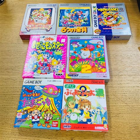 【目立った傷や汚れなし】概ね美品 ゲームボーイソフト 7点まとめ スーパーマリオ ぷよぷよ たまごっち カービィー まぜっこモンスター 元箱