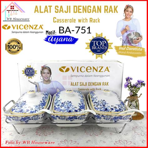 Jual Vicenza Wadah Saji Set Isi Rak Motif Ayana Pemanas Makanan