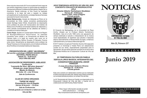 Noticias junio Corporación Cultural de Viña del Mar Corporación Cultural