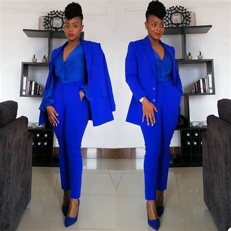 Royal Blue Women Suits Plus Size Ladies Party Work Office Wear Outfits 2 Pieces Ebay