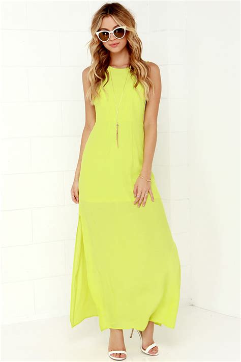 Sexy Chartreuse Dress Maxi Dress Racerback Dress 54 00 Lulus