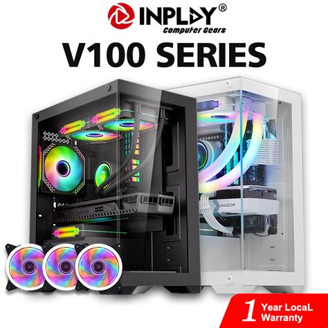 Inplay Seaview Atx Pc Case Gaming With Fan White Computer Chassis