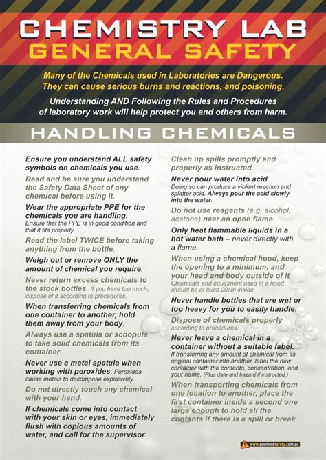 Chem Lab Safety Handling Chemicals Basics Safety Posters Promote