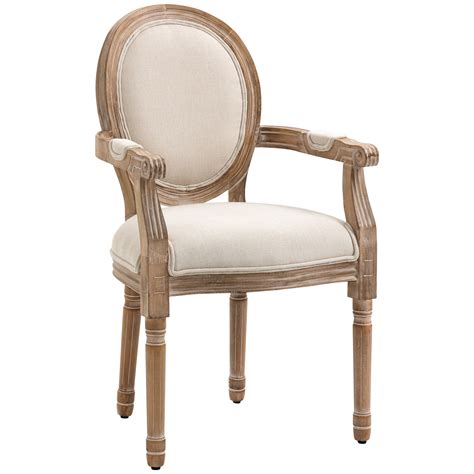 HOMCOM Chaise de salle à manger médaillon style Louis XVI bois massif