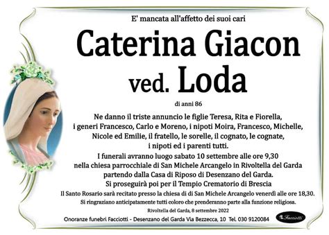 Caterina Giacon Ved Loda Onoranze Funebri Facciotti