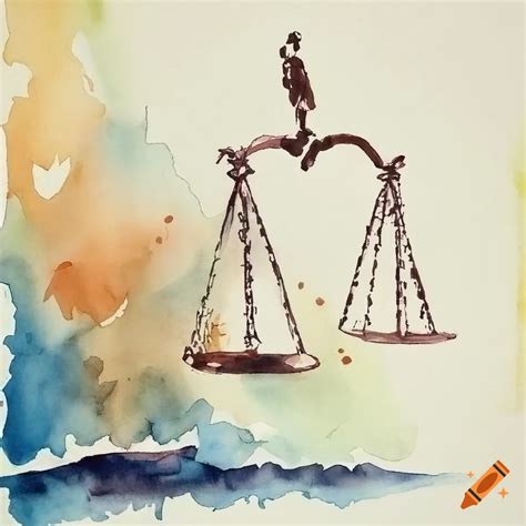 Watercolor Linked To Truth And Justice E G Scale Of Justice Broken