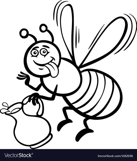 Honey bee cartoon for coloring book Royalty Free Vector