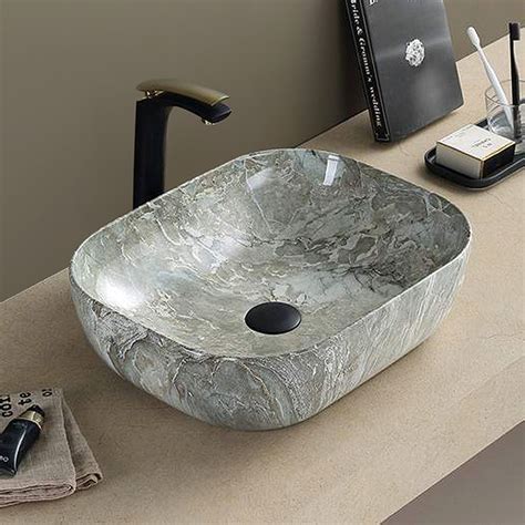 Arezzo 505 X 405mm Curved Rectangular Counter Top Basin Gloss Grey