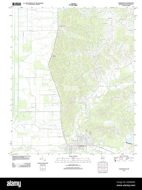 Usgs Topo Map Mississippi Ms Charleston 20120417 Tm Restoration Stock