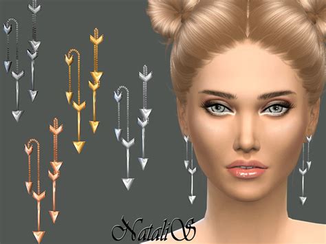 The Sims Resource Natalis Front Back Arrow Drop Earrings