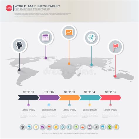 Plantilla Infographic Del Mapa Del Mundo Ilustraci N Del Vector