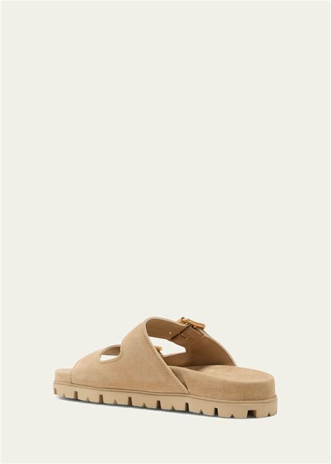 Prada Suede Double Buckle Slide Sandals Bergdorf Goodman